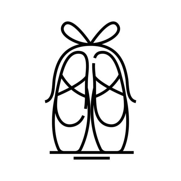 Icono de línea de zapatos de ballet, signo de concepto, ilustración de vectores de contorno, símbolo lineal . — Vector de stock