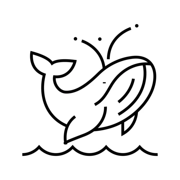 Icône de ligne de baleine bleue, signe concept, illustration vectorielle de contour, symbole linéaire . — Image vectorielle