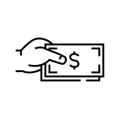 Rüşvet satırı simgesi, konsept işareti, taslak vektör çizimi, doğrusal sembol.