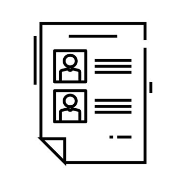 Aday listesi satır simgesi, kavram işareti, özet vektör illüstrasyonu, doğrusal sembol.