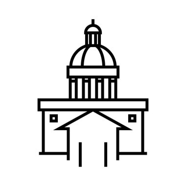 Capitol çizgi simgesi, konsept işareti, ana hatlı vektör çizimi, doğrusal sembol.