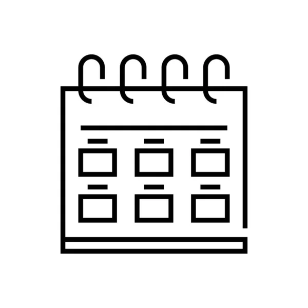 Kalender planer linje ikon, begrepp tecken, kontur vektor illustration, linjär symbol. — Stock vektor