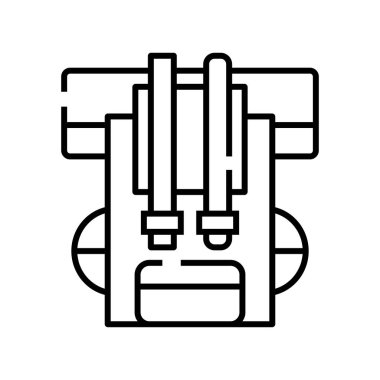 Kamp çizgisi simgesi, konsept işareti, taslak vektör çizimi, doğrusal sembol.
