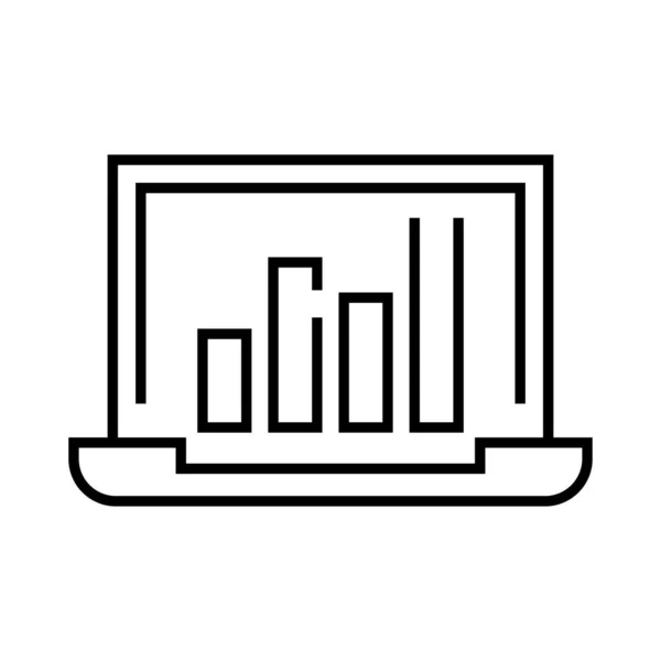 Ícone de linha infográfico do computador, signo do conceito, ilustração do vetor do esboço, símbolo linear . —  Vetores de Stock