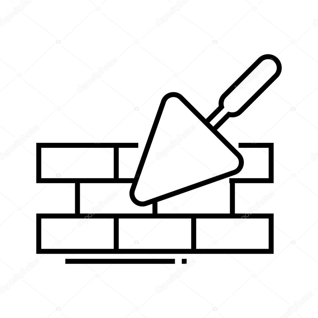 Brocklaying line icon, concept sign, outline vector illustration, linear symbol.