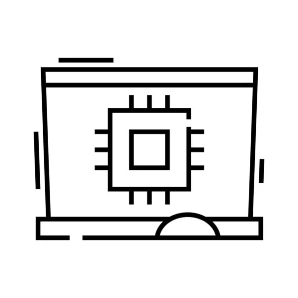 Icona della linea di chip, segno concettuale, illustrazione vettoriale del contorno, simbolo lineare . — Vettoriale Stock