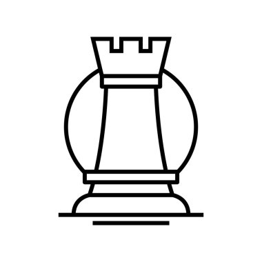 Satranç sporu çizgisi simgesi, kavram işareti, ana hatlı vektör çizimi, doğrusal sembol.