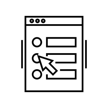 Seçenek satırı simgesi, konsept işareti, taslak vektör illüstrasyonu, doğrusal sembol seçiliyor.