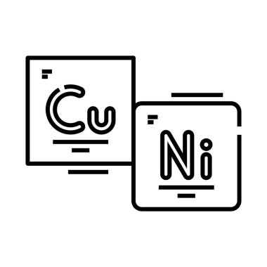 Kimyasal elementler çizgi simgesi, konsept işareti, taslak vektör çizimi, doğrusal sembol.