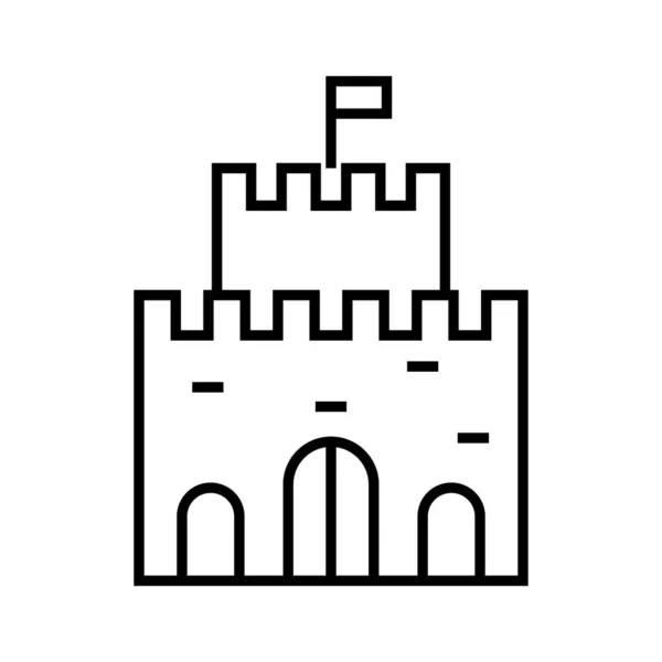Εικόνα γραμμής κάστρου, σύμβολο έννοιας, εικονογράφηση διάνυσμα περίγραμμα, γραμμικό σύμβολο. — Διανυσματικό Αρχείο