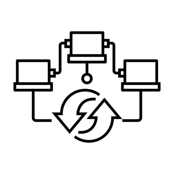 Computernetwerk lijn icoon, concept teken, schema vector illustratie, lineair symbool. — Stockvector