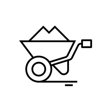 Kargo arabası çizgisi simgesi, kavram işareti, taslak vektör çizimi, doğrusal sembol.