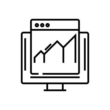 Çizelge çizgisi simgesi, kavram işareti, taslak vektör çizimi, doğrusal sembol.
