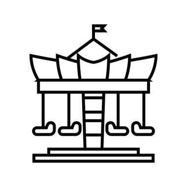 Atlıkarınca çizgi simgesi, kavram işareti, ana hatlı vektör çizimi, doğrusal sembol.