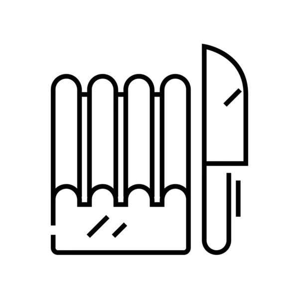 Ψωμί μαχαίρι γραμμή εικονίδιο, έννοια σημάδι, περίγραμμα διανυσματική απεικόνιση, γραμμικό σύμβολο. — Διανυσματικό Αρχείο