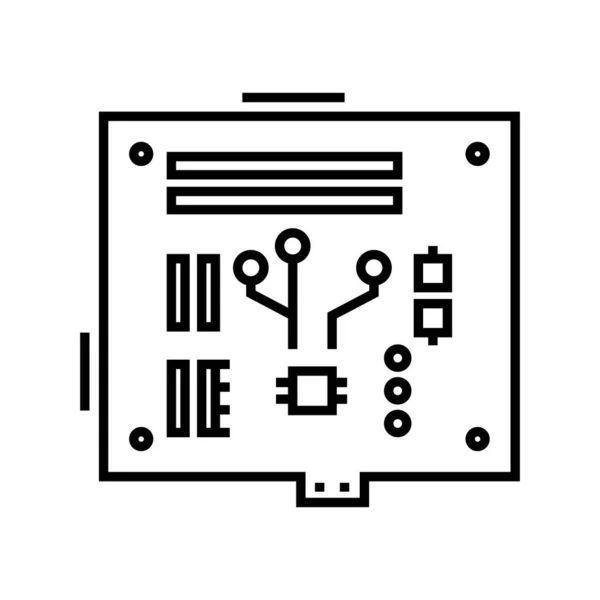 Computerdetails Liniensymbol, Konzeptzeichen, Umrissvektorillustration, lineares Symbol. — Stockvektor