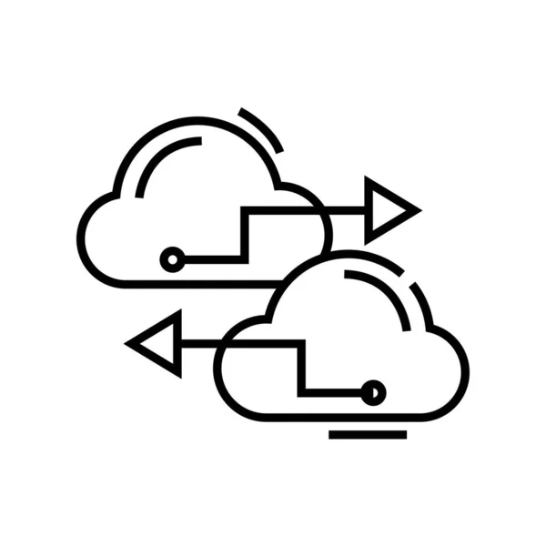 Cloud-Konfigurationen Liniensymbol, Konzeptzeichen, Umrissvektorillustration, lineares Symbol. — Stockvektor