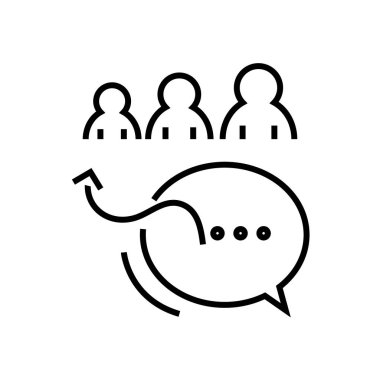 İletişim çizgisi simgesi, konsept işareti, ana hatlı vektör çizimi, doğrusal sembol.