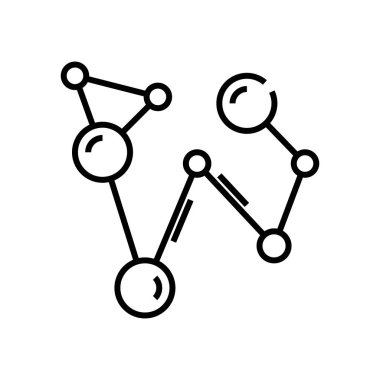 Kimyasal bağlantı çizgisi simgesi, kavram işareti, taslak vektör çizimi, doğrusal sembol.