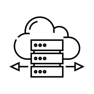 Bulut durum çizgisi simgesi, konsept işareti, ana hatlı vektör çizimi, doğrusal sembol.