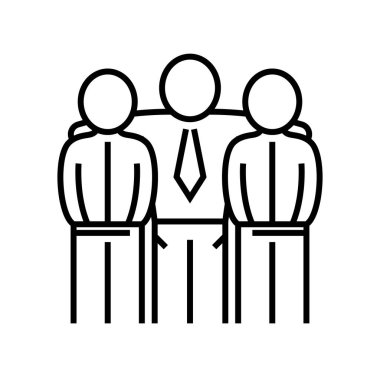 Üniversitelerin arkadaşlık çizgisi simgesi, kavram işareti, taslak vektör çizimi, doğrusal sembol.