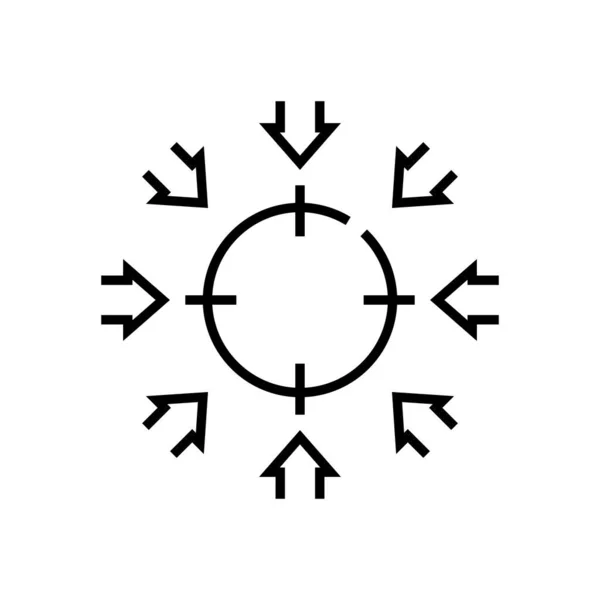 Συλλογικό εικονίδιο γραμμής στόχου, σύμβολο έννοιας, περίγραμμα διανυσματική απεικόνιση, γραμμικό σύμβολο. — Διανυσματικό Αρχείο
