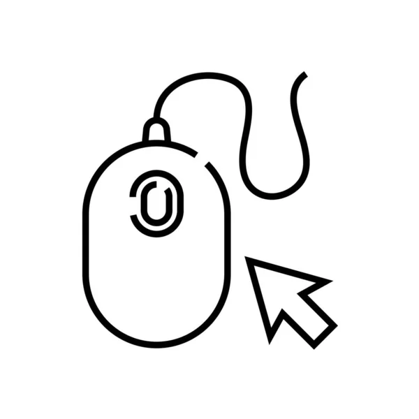 Icono de la línea del ratón de la computadora, signo del concepto, ilustración del vector del contorno, símbolo lineal . — Archivo Imágenes Vectoriales