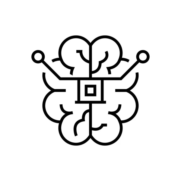 Εικονίδιο γραμμής εργασίας εγκεφάλου, σύμβολο έννοιας, εικονογράφηση διάνυσμα περίγραμμα, γραμμικό σύμβολο. — Διανυσματικό Αρχείο