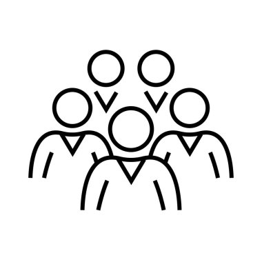 Kollektif çizgi simgesi, konsept işareti, özet vektör çizimi, doğrusal sembol.