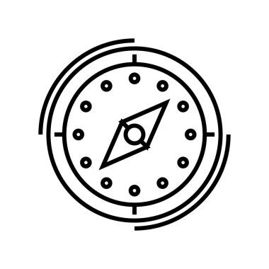 Pusula çizgisi simgesi, kavram işareti, taslak vektör çizimi, doğrusal sembol.