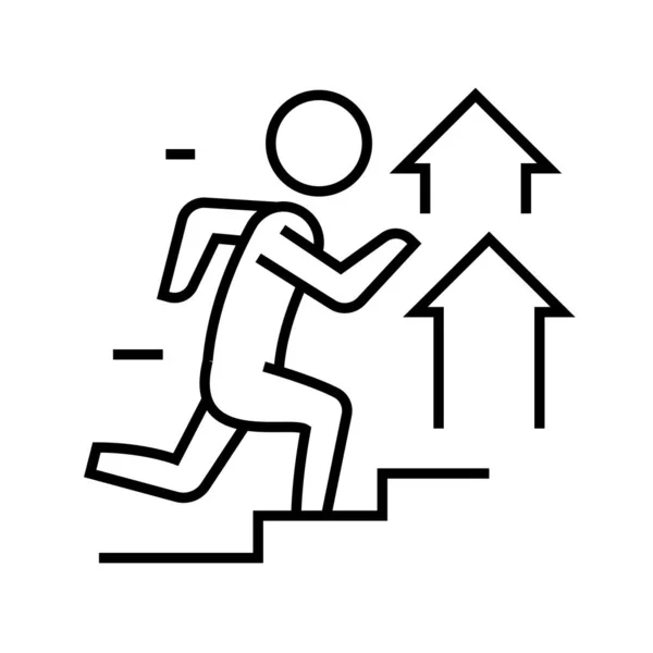 Carrière escalier ligne icône, signe conceptuel, illustration vectorielle contour, symbole linéaire . — Image vectorielle