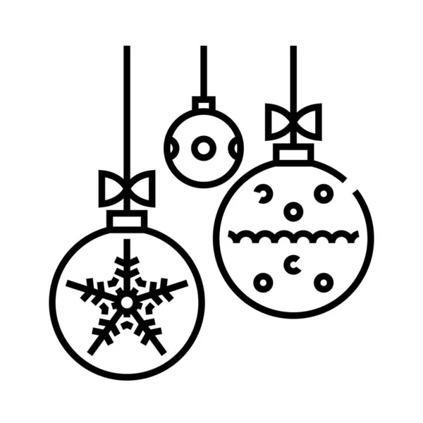 크리스마스볼 라인 아이콘, 컨셉트 사인, 윤곽 벡터 일러스트, 선형 심볼. — 스톡 벡터
