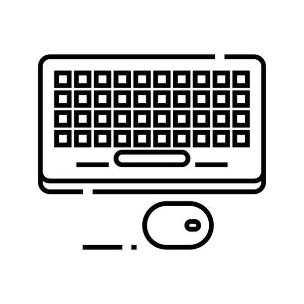 Ícone da linha do teclado do computador, sinal do conceito, ilustração do vetor do esboço, símbolo linear . — Vetor de Stock
