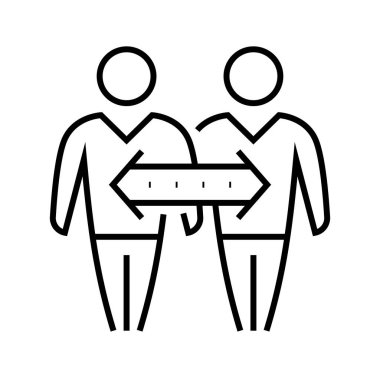 İş iletişim hattı simgesi, kavram işareti, ana hatlı vektör çizimi, doğrusal sembol.