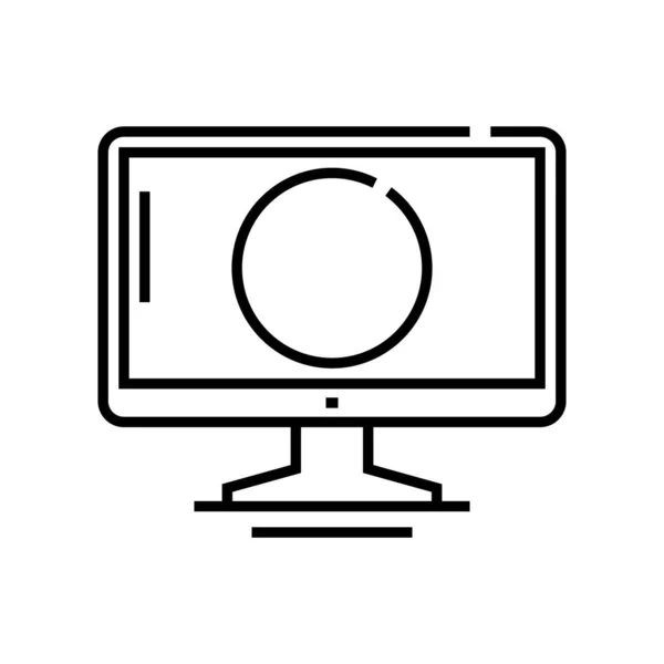 Icono de línea de precio de computadora, signo de concepto, ilustración de vector de contorno, símbolo lineal . — Vector de stock