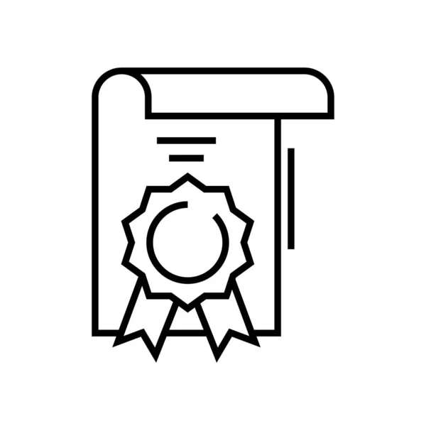 Icono de línea de certificación, signo de concepto, ilustración de vectores de contorno, símbolo lineal . — Vector de stock