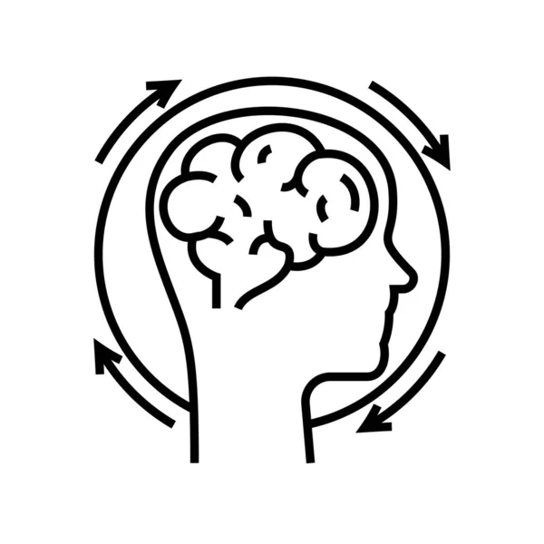 Icono de la línea de decisión del cerebro, signo de concepto, ilustración del vector del contorno, símbolo lineal . — Vector de stock