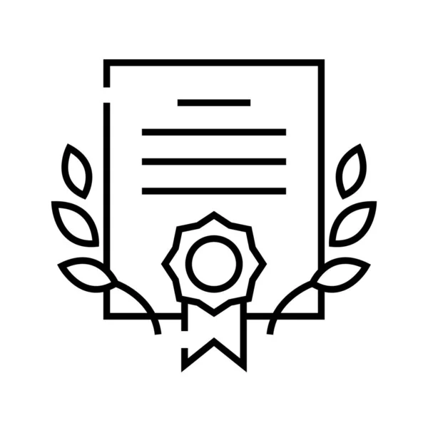 Icono de línea de certificación empresarial, signo de concepto, ilustración de vectores de esquema, símbolo lineal . — Vector de stock