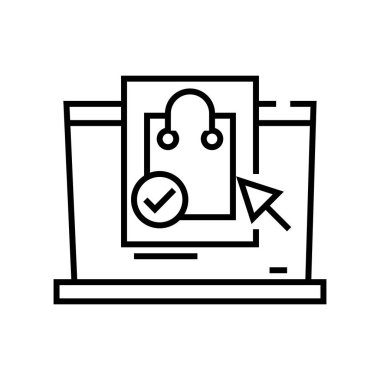 Mal satırı simgesi, konsept işareti, taslak vektör illüstrasyonu, doğrusal sembol seçiliyor.