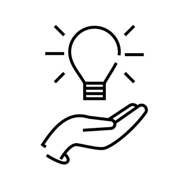 Işık çizgisi simgesi, konsept işareti, taslak vektör çizimi, doğrusal sembol getiriliyor.