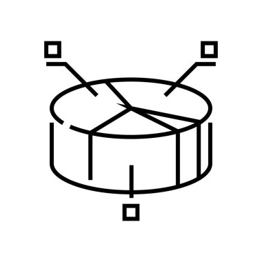 Grafik parçaları çizgi simgesi, konsept işareti, dış hatlar vektör illüstrasyonu, doğrusal sembol.