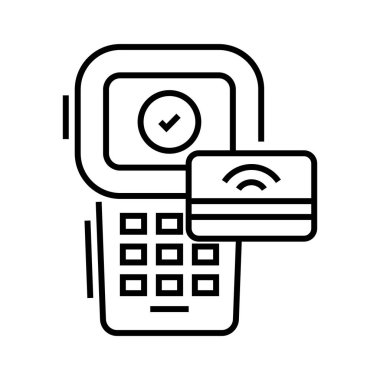 Kart ödeme çizgisi simgesi, kavram işareti, taslak vektör çizimi, doğrusal sembol.