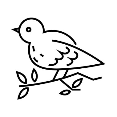 Noel kuşu çizgisi simgesi, konsept işareti, ana hatlı vektör çizimi, doğrusal sembol.