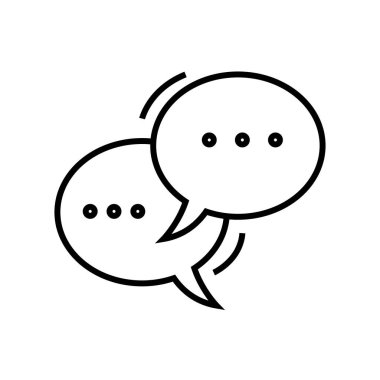 İletişim çizgisi simgesi, konsept işareti, ana hatlı vektör çizimi, doğrusal sembol.