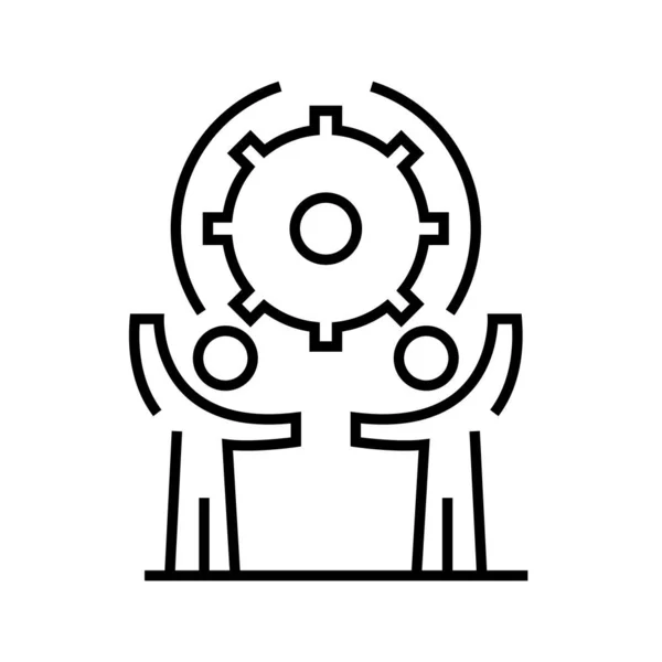 Icona della linea di lavoro comune, segno concettuale, illustrazione vettoriale del contorno, simbolo lineare . — Vettoriale Stock