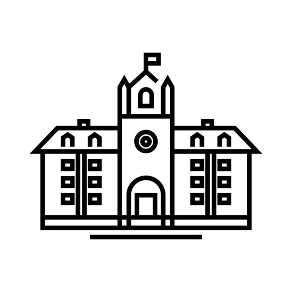 Liniensymbol der Stadtschule, Konzeptzeichen, Umrissvektorillustration, lineares Symbol. — Stockvektor