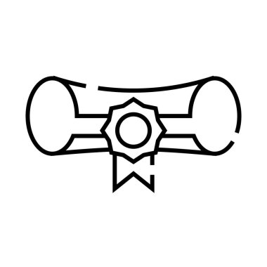 Sertifika kaydırma satırı simgesi, konsept işareti, taslak vektör illüstrasyonu, doğrusal sembol.