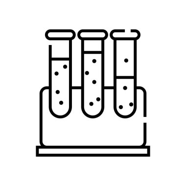 Kimyasal deney çizgisi simgesi, konsept işareti, taslak vektör çizimi, doğrusal sembol.