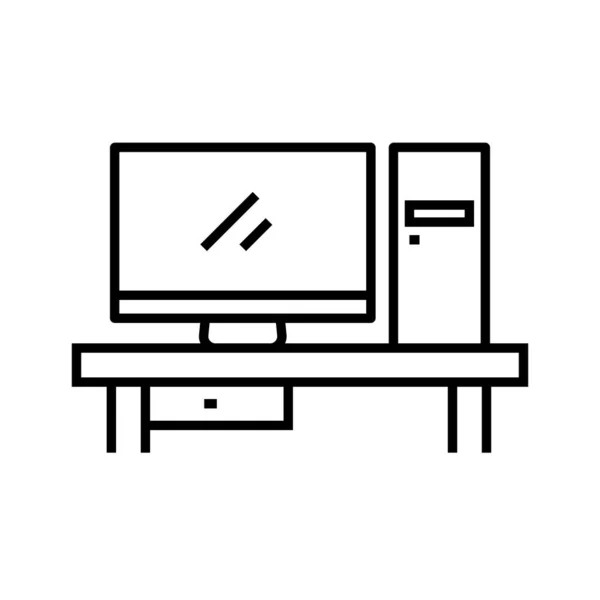 Icono de línea informática, signo de concepto, ilustración de vectores de contorno, símbolo lineal . — Vector de stock