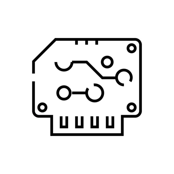 Ikona linii karty komputerowej, znak koncepcyjny, ilustracja wektora zarysu, symbol liniowy. — Wektor stockowy